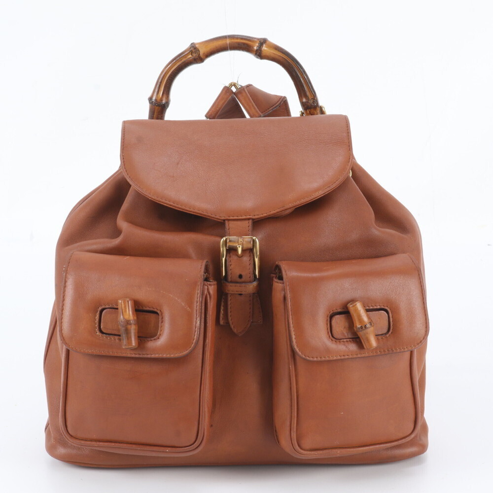 Gucci Old Bamboo 003 58 0016 Leather Backpack Shoulder Bag for Women